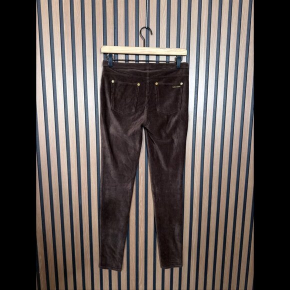 Michael Kors Pants Small Womens Brown Pull On Corduroy Stretch Skinny Mid Rise - Picture 2 of 10